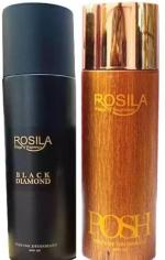Rosila Black Diamond Deodorant, Posh Deodorant Spray, 200 Ml Each (Pack Of 2)
