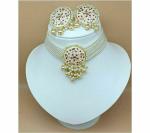 Gyaan Jewels Handmade Gold Plated Brass Earring and Necklace Set White (Women, Girls) Free Size