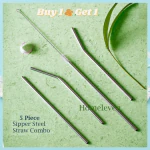 Homeleven Stainless Steel Sipper Straw Pipe for Drinking with Cleaning Brushes Pack of 10 Pieces
