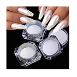 Bunny Nail Studio Chrome Powder for Nail Art | Nail Art Kit | Nail Glitter | Chrome Nail Paint | Chrome Nail Polish Powder | Chrome Sparkle for Nail Extensions | Pearl White