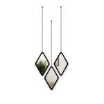 VAH Diamond Shape Decorative Wall Mirror Hanging Chain Frameless Mirror. 3 Piece Set of 1 Decor Mirror