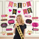 Zyozique Bachelorette Party Decorations Kit - Banner, Photo Booth Props & Sash (Set of 18)