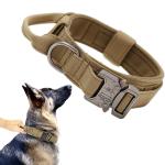 QpetsDog Collar Adjustable Nylon Tactical Dog Collar with Strap Handle Dog Training Collar Quick Release Metal Buckle for Small Medium Large Dogs (L,17''-20.5''/43-52cm)