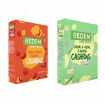 EDEN NUTS & MORE Premium Nuts Combo Pack 250g Roasted and flavoured Cashew (Fiery Tamato and Cream & Onion) Snacks Pack of 16, Rich in Protein, Crunchy and Delicious