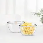 Treo by Milton Borosilicate Glass Mixing Bowl (Transparent, 500 ml) - Set of 2