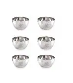 NEELAM Stainless Steel 6.5 18G Laser Etching JK Vati, 300 ml , Silver, Set of 6 Stainless Steel Vegetable Bowl (Silver, Pack of 6)