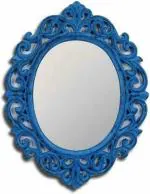 VAS Collection Home WALL HANGING DECORETIVE MIRROR HAND CRAFTED FRAME ( SIZE 20X18 INCH ) COLOUR BLUE ) SHAPE OVAL ) (Blue)
