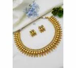 Gyaan Jewels Handmade Shop Global Gold Plated Copper Earring and Necklace Set Gold Free Size