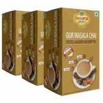 Dhampur Green Instant Gur Masala Chai (Spiced Jaggery Tea) 140g X 3,Premix spice tea, Chai Masala, Jaggery