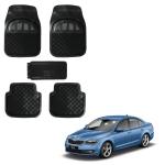 Oshotto Anti Skid Rubber Car Tray Foot Mat for Skoda Octavia (Set of 5, Black)