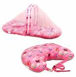 SafeChamp Skyler Baby Bedding Set With Pillow And Feeding Pillow Combo (Pack -2) (Pink)