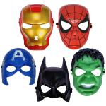 Zyozique Super Hero Theme Cartoon Mask , Super Hero Birthday Party Masks For Kids, Iron Man, Batman, Great Halloween Mask (Pack Of 5)