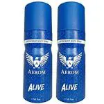 Aerom Alive and Alive Deodorant Body Spray for Men, 300ml (Pack of 2)