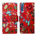 A D Enterprises Red Pattern Flip Cover for Samsung A7 2018 | Magnetic Case | Shock Absorbent | Flip Cover Samsung A7 2018