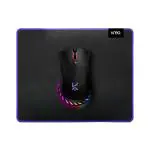 Kreo Gaming Mouse with Programmable Buttons & RGB Lighting | Top Pixart Sensor | Adjustable DPI with 1.5m Long Braided Cable and Optical Sensor | Lightweight & Durable | (Falcon + Mousepad L)