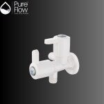 PureFlow 25112-WH Two-Way Angle Cock - Versatile Angle Valve for Bathroom - Ideal for Geyser, R O, Wash Basin, Health Faucet & Jet Spray - Complete with Flange for Easy Installation