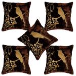 Bmode Velvet Sparro Glitter Cushion Cover Set of 5 - (16 X 16 inch , 40 X 40 cm) - Brown