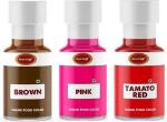 RED CLIFF Liquid Food Color | Combo Pack Of 3 | Brown, Pink, Red