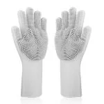 ShopiMoz Kitchen Magic Gloves for Dishwashing Rubber Dish Washing with Brush Cleaning Scrubber