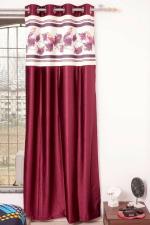 Parda Online Purple Polyester Floral Eyelet Window Curtain 7ft, (Pack of 1)