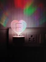 Diona Alphabet E Heart Shape 3D Illusion Led Multi Color Changing Night Lamp Birthday,Valentine,Anniversary Gift Bedroom,living room,kids room Home Decor Night Light