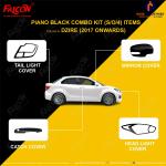 FALCON CAR EXTERIOR PREMIUM PIANO BLACK ACCESSORIES COMBO KIT FOR SWIFT DZIRE 2017 ONWARDS