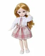 Tickles Set Movable Jointed Makeup Cute Girl Brown Eyes Fashionable Doll White Shirt with Pink Skirt for Kids Girls (Size: 30 cm Color: White and Pink)