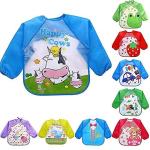 CHILDCHIC Full Sleeves Feeding Bib Apron for Babies Washable Waterproof Reusable Non Messy Easy Cleaning Quick Dry, No Bad Odour, Adjustable Neckline For Kids, Toddler(Pack of 3)