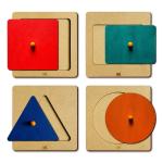 Mini Leaves Multicolor Wooden Montesoori Baby Toys Puzzles Colorful Multiple Shape Puzzles Toys For 6-12 Months (Pieces Of 4)