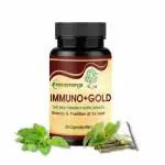 Immuno+ Gold Immunity Booster Capsules | Approved by Ministry of Ayush, Govt. of India | Goodness of Giloy, Tulsi, Ashwagandha, Swarna Vasant Malti Ras & 5 Other Ayurvedic Herbs | Rich in Antioxidants | 30 Veg Capsules