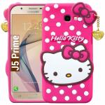 Trifty Silicone Hello Kitty Rubber Back Cover Case Compatible with Samsung Galaxy J5 Prime (Pink)