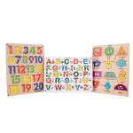 BUMTUM Wooden Alphabet Board With Pictures, Shapes & Number(1-20) Puzzle Game Board With Knob | Educational Learning Toys Board For Kids 3+ Years (Set of 3, Multicolour)