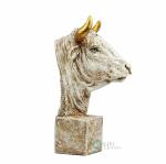 Indicast White Polyresin Glossy Bull Bust Statue 30 cm x 7 cm