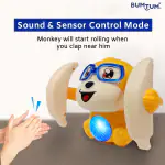 Bumtum Dancing Monkey Musical Toy For Kids Baby Spinning Rolling Tumbling Toy With Voice Control Sensor & Battery Included