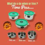 Mili Mercury Time Pass Tiffin l Lunch Box for Office, School & College l Container with lid (190 ml,Mirror Finish, 1 Piece, 26 Guage) lid Comes in Random Color only