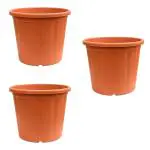 UGAOO UV Treated Brown Plastic Big Plant Pots, 40 X 40 Cm (Pack Of 3)