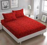 BSB HOME 144 TC Microfiber Double Floral Bedsheet-Red