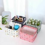 Jalaram Exports Foldable Storage Box Canvas Fabric Baskets For Organizing With Handles, Rectangle Small Storage Box, Cube, Foldable Multipurpose Storage Box, Closet, Desk, Baby Storage Organizer