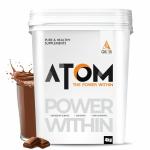 AS-IT-IS ATOM Whey Protein 4 kg with Digestive Enzymes | Choco Hazel Fusion | 27g protein | 5.7g BCAA | Lab Tested