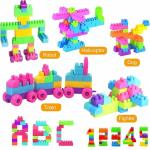 Vastate Building Block Toys 60 Pcs Toy Smart Activity Fun and Learning Train Blocks for Kids