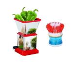 First Front Stainless Steel Chilly Cutter Cutter With Kitchen Cleaning Sink Brush and (Multicolour, Pack of 2)