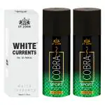 St.John Cobra Deodorant Sports 150 ml Pack of 2& Cobra Black Current 50ml Perfume Combo Gift Pack Perfume Body Spray - For Men & Women (350 ml, Pack of 3)