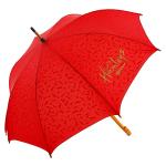 Hamleys London Print 28 inches Single Fold Rain Umbrella with Wooden Bend Handle and Auto Open Long Umbrellas, Red