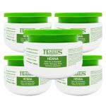 Habibs Natural Henna Mehndi Powder Enriched with Bhringraj, Amla, Brahmi,Jatamansi For Natural Hair Coloring 200Gm Pack of 5