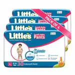 Little's Premium Baby Diapers L Size (Large) Pants Style | 9-14 kg | 120 Count - Pack of 4 | CottonSoft Baby Diaper with Leakage Guard, Wetness Indicator & 12 Hours Absorption 