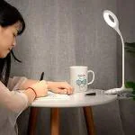 SaleOn Rechargeable Desk Lamp with Desk Clip, 3 Lighting Modes, Touch Table Lamp/Night Lamp/Study Lamp Childeren Eye Protection Ideal for Bedside Table, White, Pack of 1