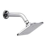 Rocio Overhead Shower with Arm for Bathroom, Wall Mount Premium Chrome Finish Showerhead, 6 x 6 Inch