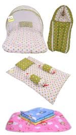 KwitchyNew Born Baby Boy’s & Baby Girl’s Bedding Set Mosquito Net Bed Sleeping Bag and Gaddi Set (0-6 Months)