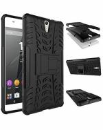 A ACCESSORIES KART Sony Xa1 Ultra Black Polycarbonate Ultra Dazzle Back Cover with Kick Stand (Pack of 121)