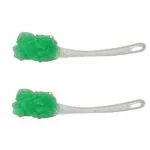 MAPPERZ Loofah Long Handle Bath Body Brush/ Loofah On a Stick for Men Women-Multicolor (Pack of 2)